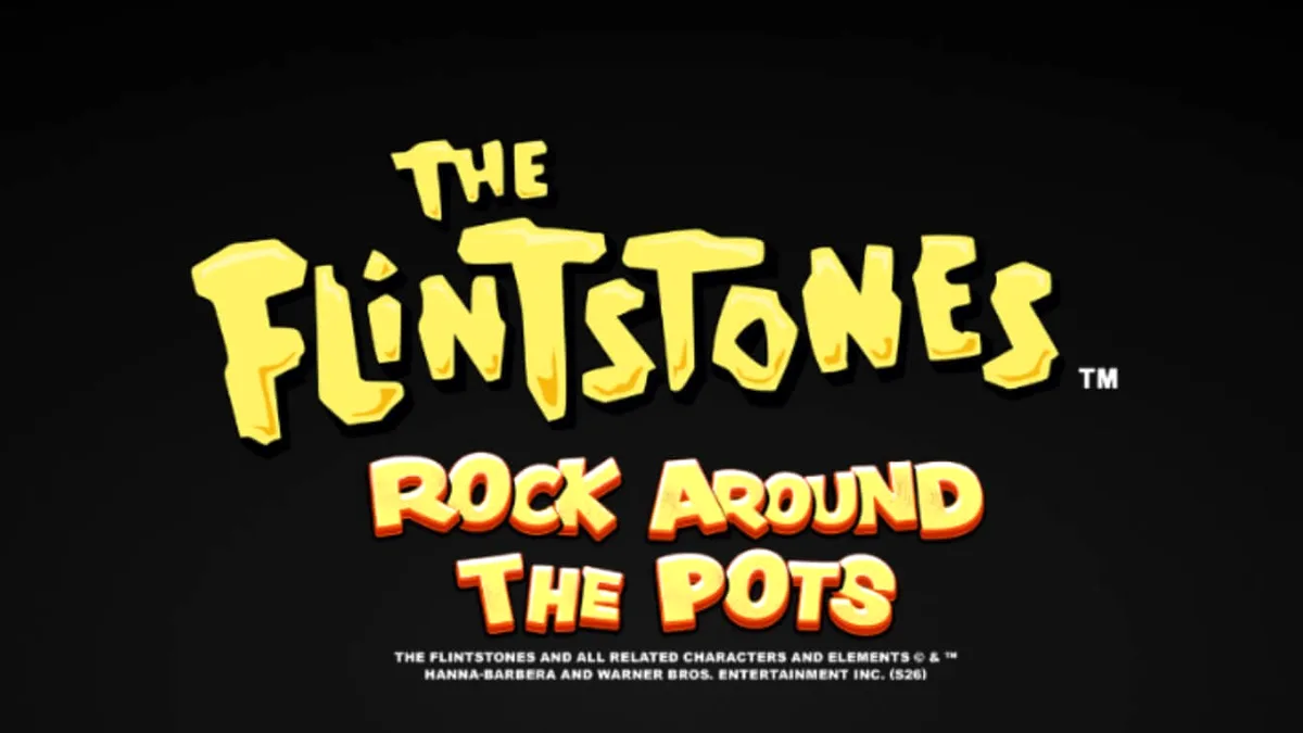 Tampilan visual slot The Flintstones: Rock Around The Pots dengan karakter ikonik Fred dan Barney